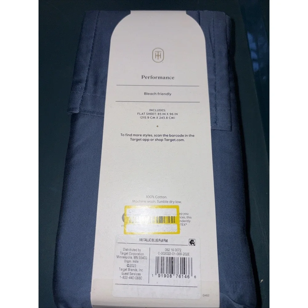 Full 400 Thread Count Performance Flat Sheet‎ Metallic Blue - Threshold: Cotton